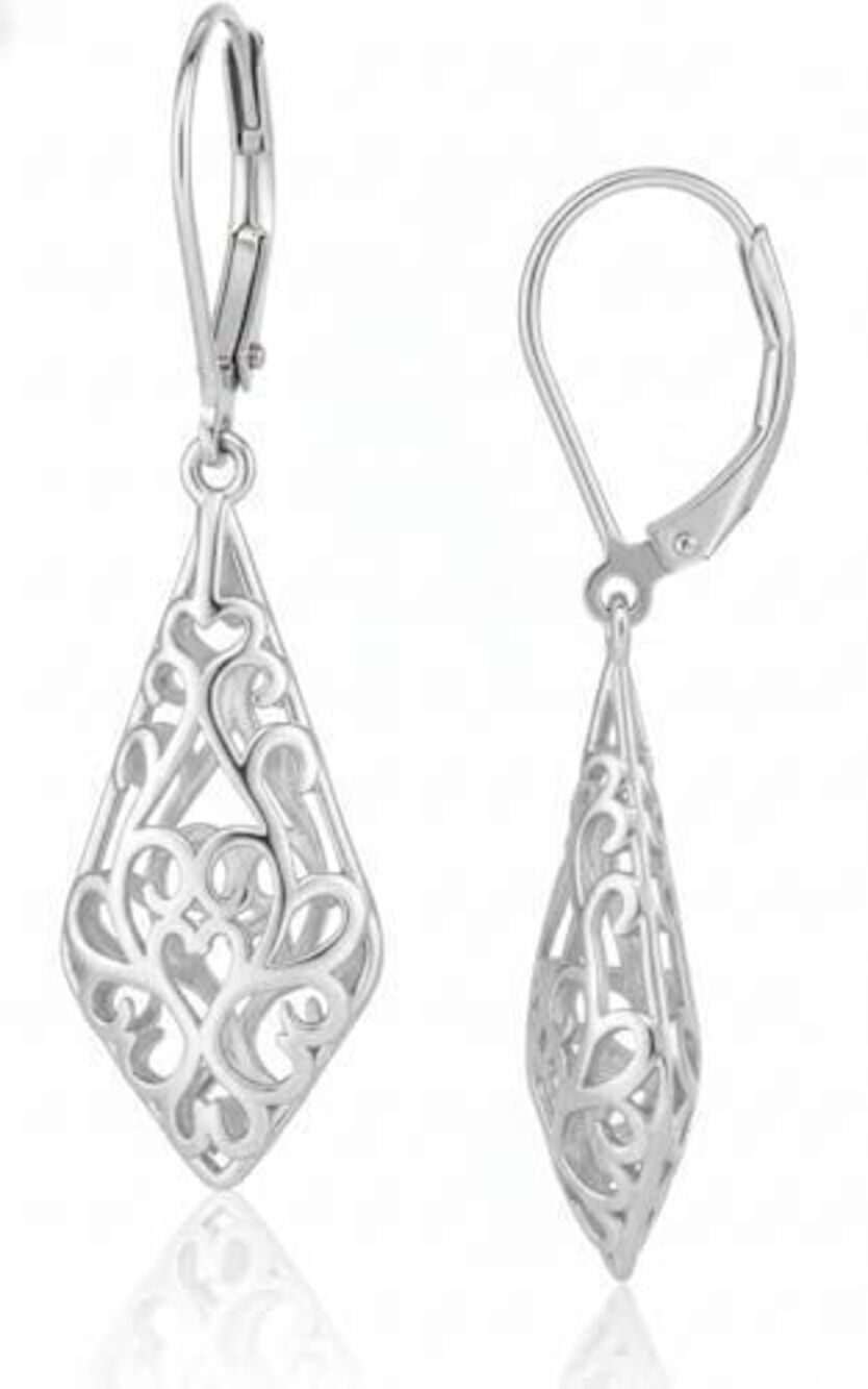 1961 Silver Plated Vintage Filigree Dangle Earrings - Lightweight Geometric